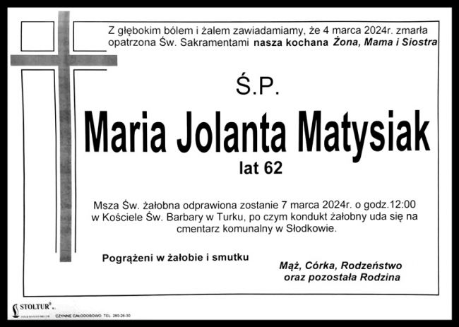 Zmarła Maria Jolanta Matysiak